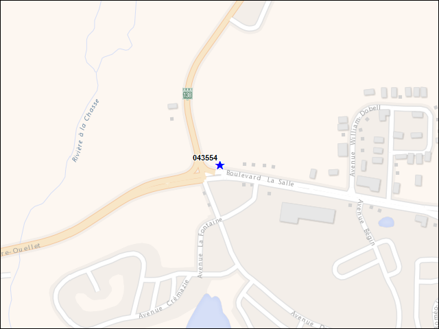 Une carte de la zone qui entoure immédiatement le bâtiment numéro 043554