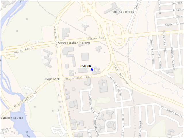 Une carte de la zone qui entoure immédiatement le bâtiment numéro 050066