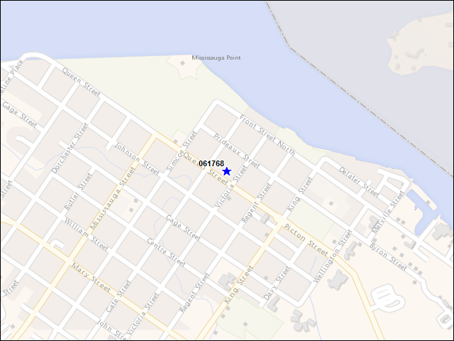Une carte de la zone qui entoure immédiatement le bâtiment numéro 061768