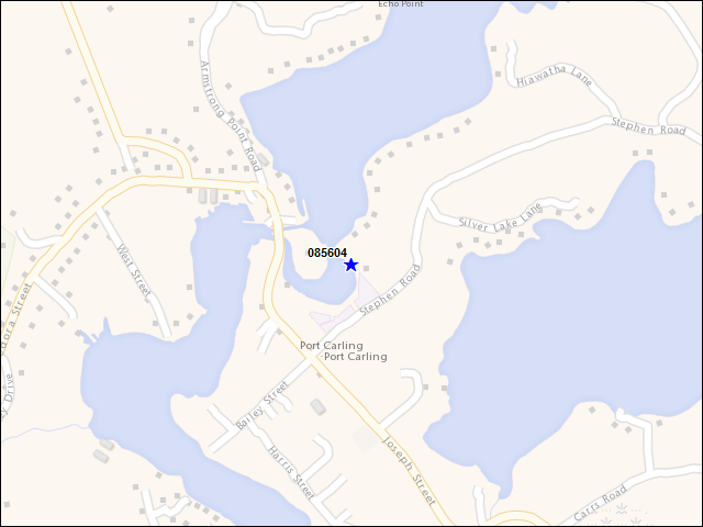 Une carte de la zone qui entoure immédiatement le bâtiment numéro 085604