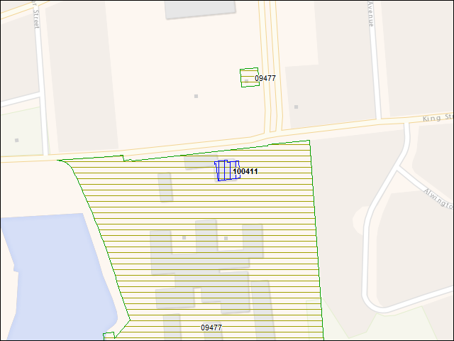 Une carte de la zone qui entoure immédiatement le bâtiment numéro 100411