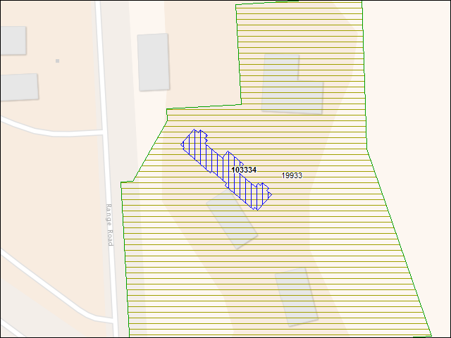 Une carte de la zone qui entoure immédiatement le bâtiment numéro 103334