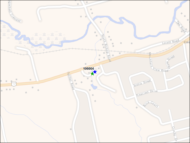 A map of the area immediately surrounding building number 106664