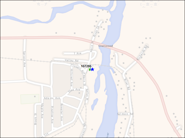 Une carte de la zone qui entoure immédiatement le bâtiment numéro 107286