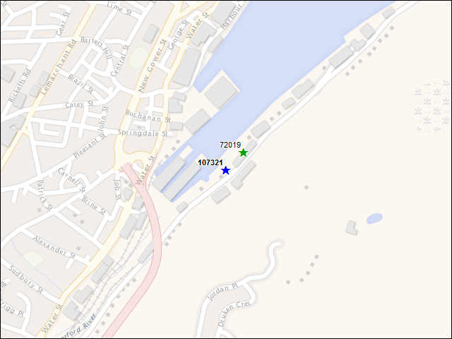 A map of the area immediately surrounding building number 107321
