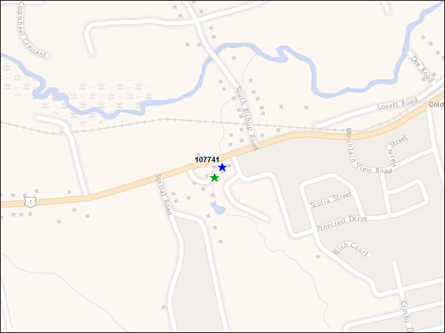 A map of the area immediately surrounding building number 107741