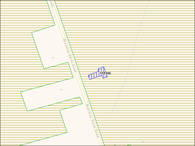 Une carte de la zone qui entoure immédiatement le bâtiment numéro 111105