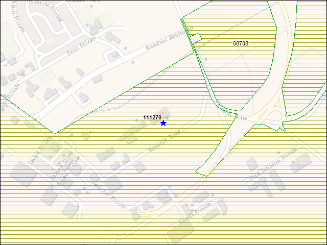 Une carte de la zone qui entoure immédiatement le bâtiment numéro 111270