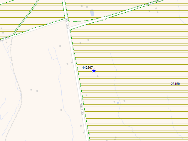 A map of the area immediately surrounding building number 112307