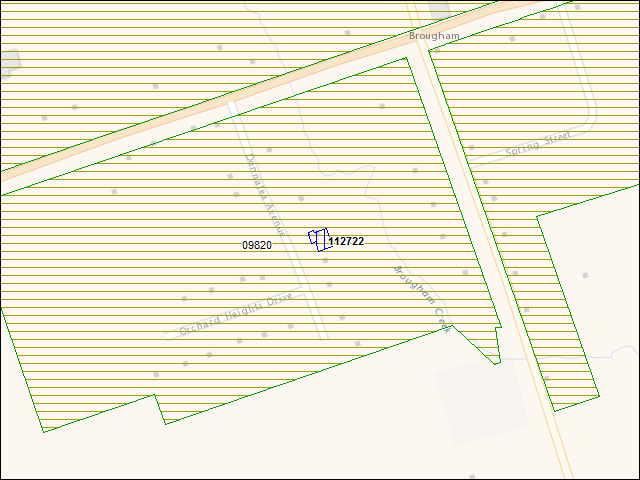 Une carte de la zone qui entoure immédiatement le bâtiment numéro 112722