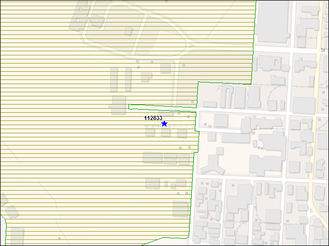 A map of the area immediately surrounding building number 112833