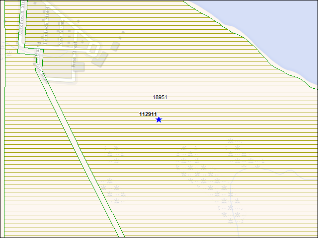 Une carte de la zone qui entoure immédiatement le bâtiment numéro 112911