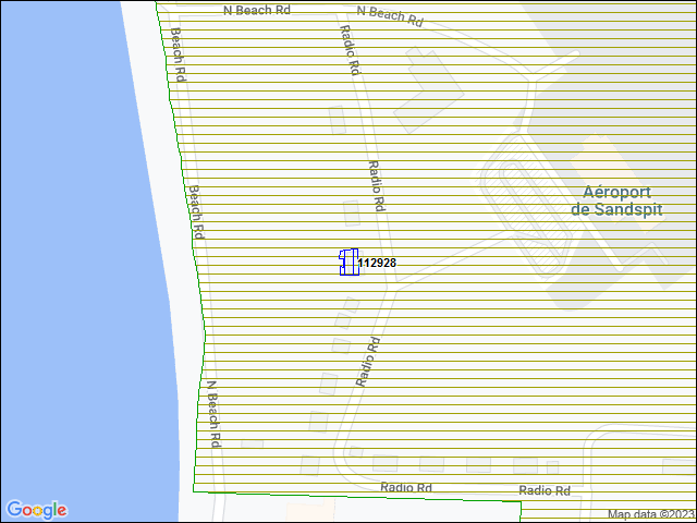 Une carte de la zone qui entoure immédiatement le bâtiment numéro 112928