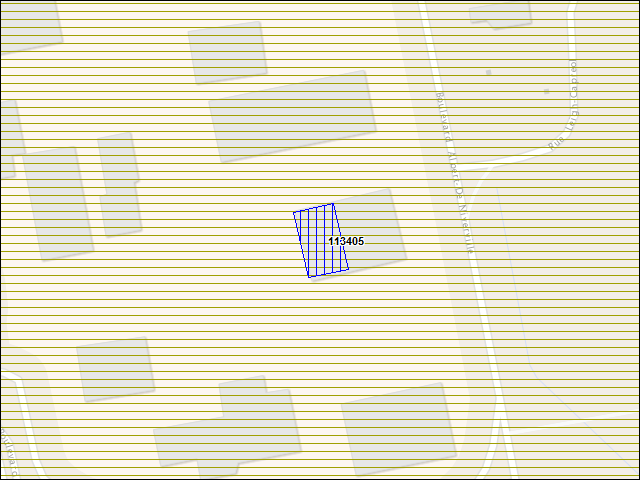Une carte de la zone qui entoure immédiatement le bâtiment numéro 113405