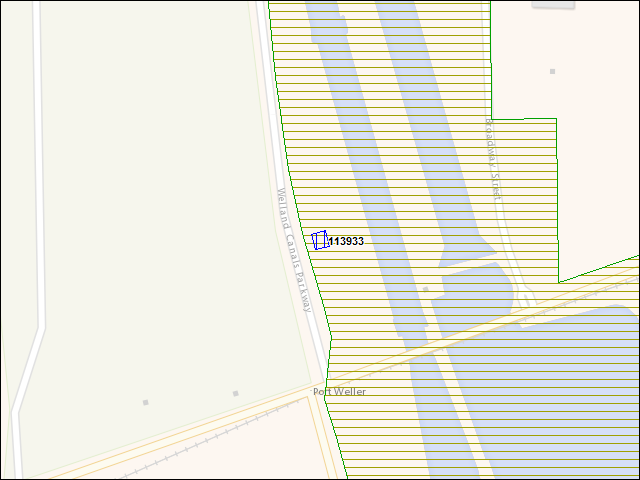 Une carte de la zone qui entoure immédiatement le bâtiment numéro 113933