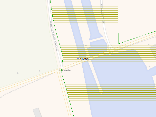 Une carte de la zone qui entoure immédiatement le bâtiment numéro 113936