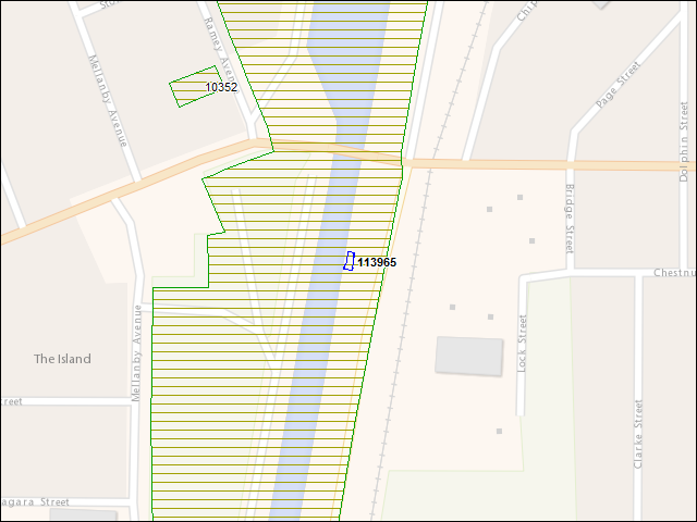 Une carte de la zone qui entoure immédiatement le bâtiment numéro 113965