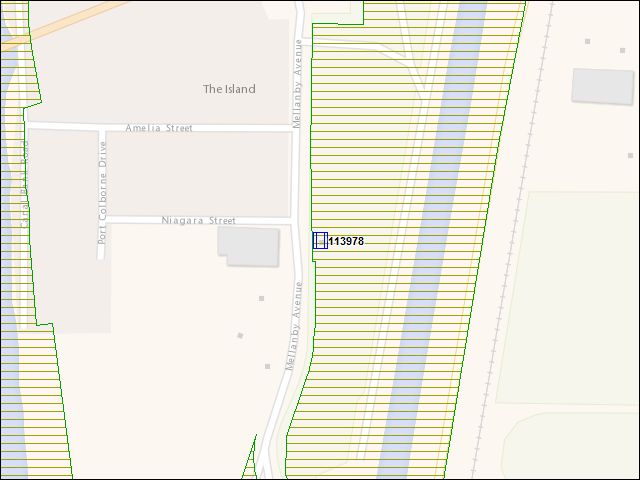 Une carte de la zone qui entoure immédiatement le bâtiment numéro 113978