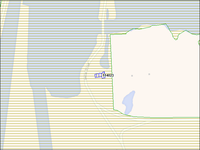 Une carte de la zone qui entoure immédiatement le bâtiment numéro 114023