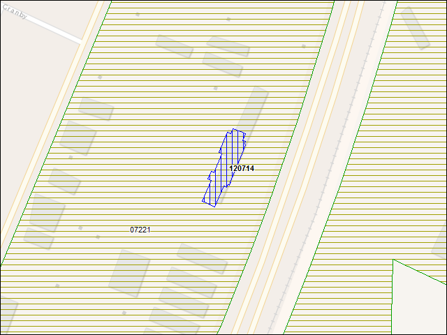 Une carte de la zone qui entoure immédiatement le bâtiment numéro 120714