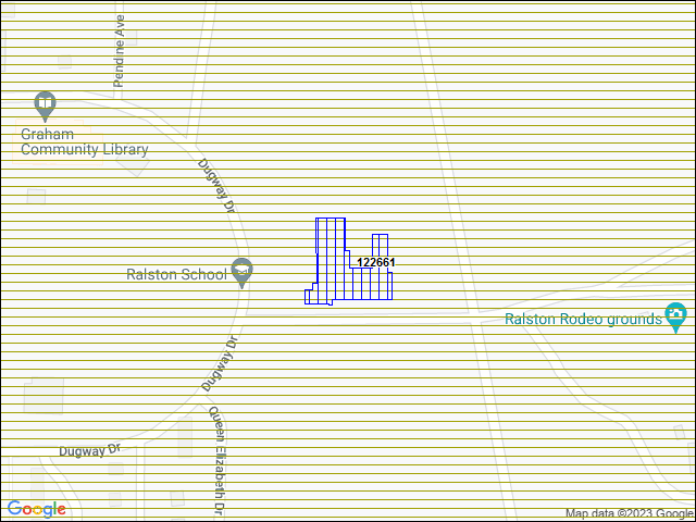 Une carte de la zone qui entoure immédiatement le bâtiment numéro 122661
