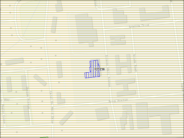 A map of the area immediately surrounding building number 123236