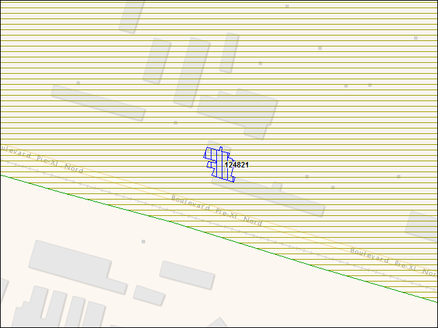 Une carte de la zone qui entoure immédiatement le bâtiment numéro 124821