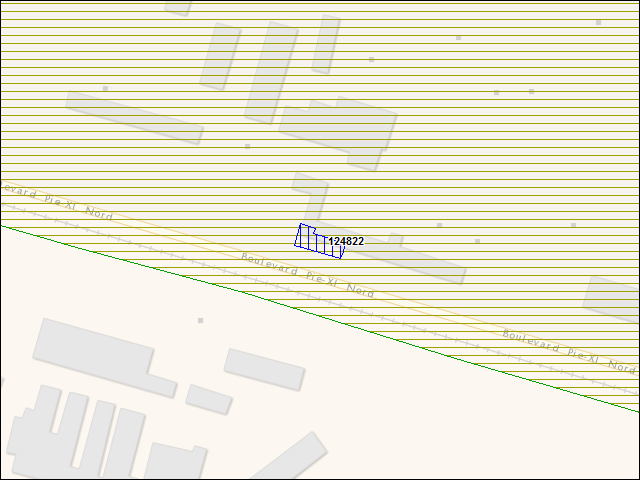 Une carte de la zone qui entoure immédiatement le bâtiment numéro 124822