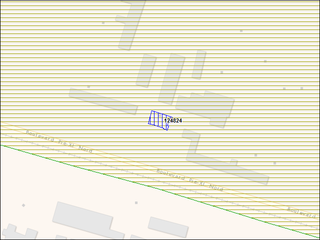 Une carte de la zone qui entoure immédiatement le bâtiment numéro 124824