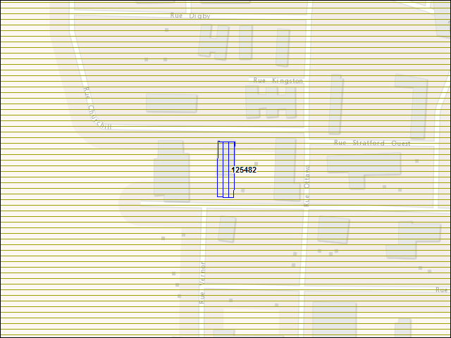 Une carte de la zone qui entoure immédiatement le bâtiment numéro 125482