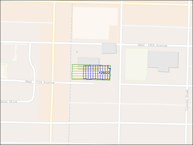 A map of the area immediately surrounding building number 125522