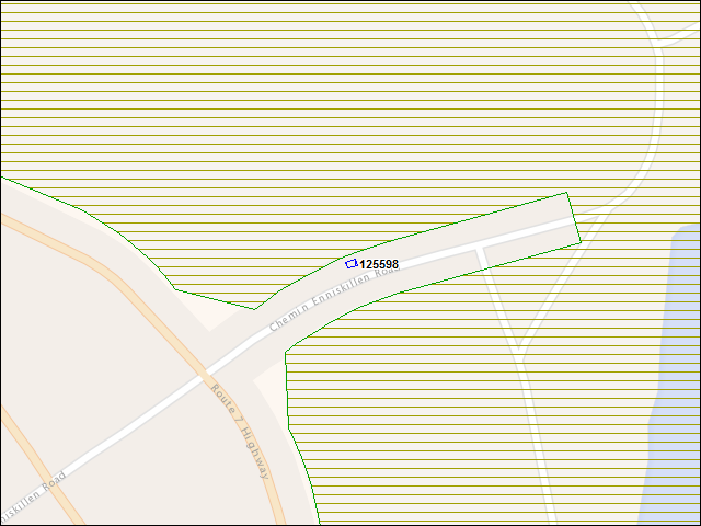 A map of the area immediately surrounding building number 125598
