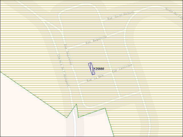 Une carte de la zone qui entoure immédiatement le bâtiment numéro 125660
