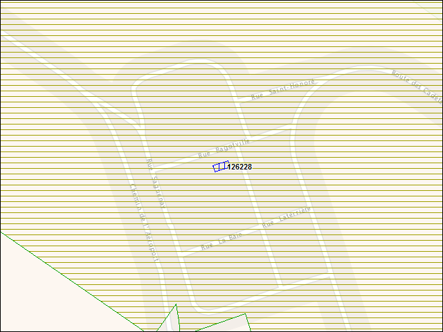 Une carte de la zone qui entoure immédiatement le bâtiment numéro 126228
