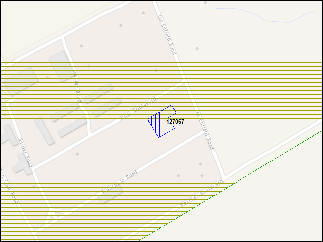 Une carte de la zone qui entoure immédiatement le bâtiment numéro 127067