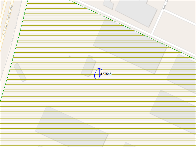 Une carte de la zone qui entoure immédiatement le bâtiment numéro 127548