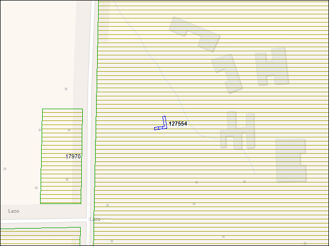 A map of the area immediately surrounding building number 127554