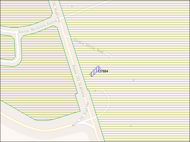 A map of the area immediately surrounding building number 127884
