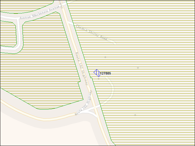 A map of the area immediately surrounding building number 127885