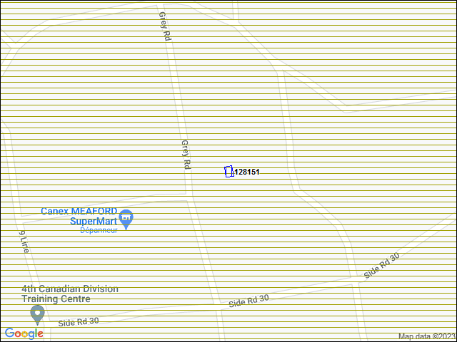 Une carte de la zone qui entoure immédiatement le bâtiment numéro 128151