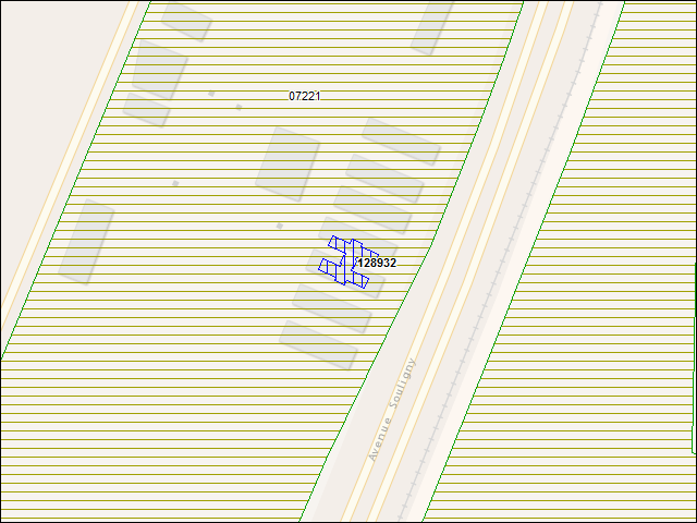 Une carte de la zone qui entoure immédiatement le bâtiment numéro 128932