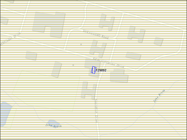 Une carte de la zone qui entoure immédiatement le bâtiment numéro 129892
