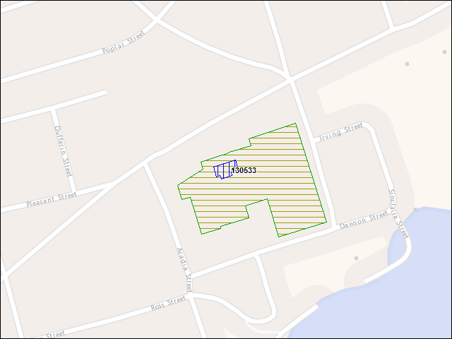 A map of the area immediately surrounding building number 130533