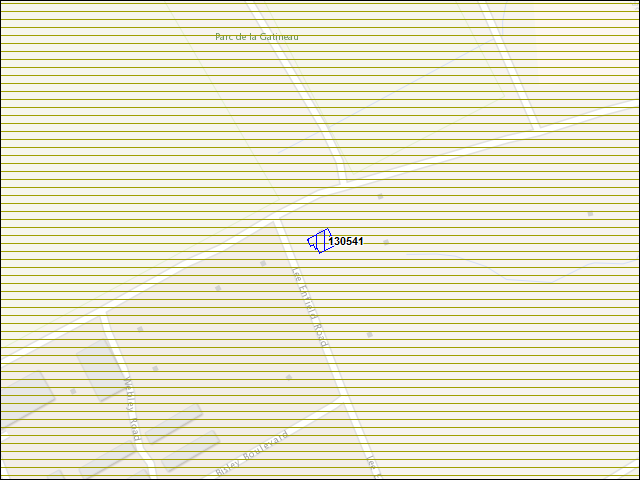 Une carte de la zone qui entoure immédiatement le bâtiment numéro 130541
