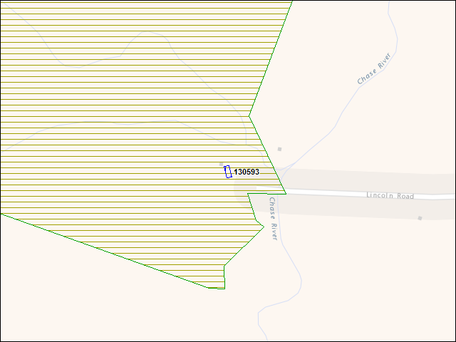 Une carte de la zone qui entoure immédiatement le bâtiment numéro 130593