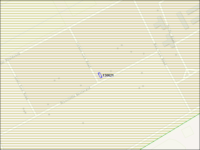 Une carte de la zone qui entoure immédiatement le bâtiment numéro 130621