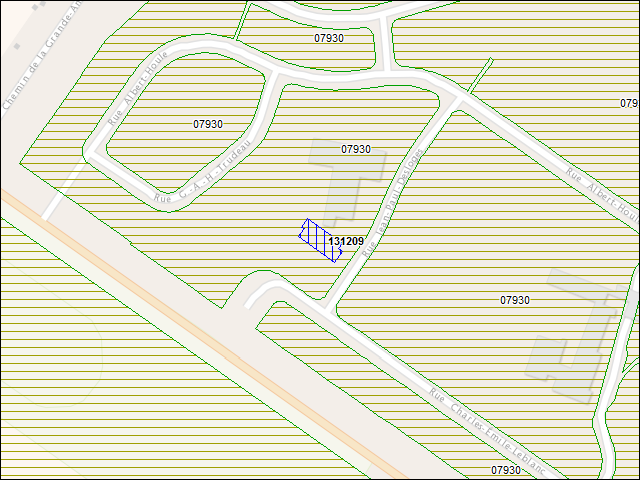 Une carte de la zone qui entoure immédiatement le bâtiment numéro 131209