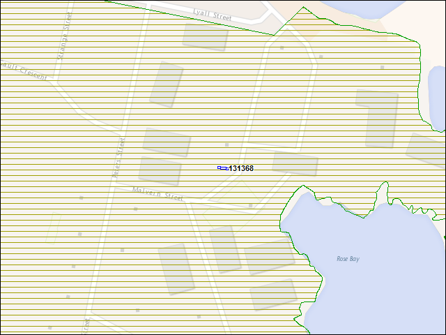 Une carte de la zone qui entoure immédiatement le bâtiment numéro 131368
