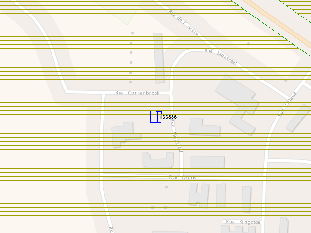 Une carte de la zone qui entoure immédiatement le bâtiment numéro 133886