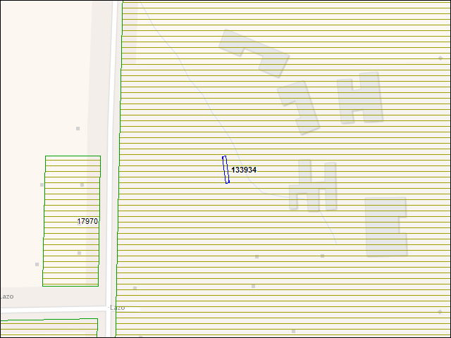 Une carte de la zone qui entoure immédiatement le bâtiment numéro 133934